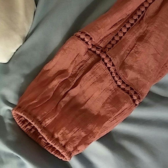 M ladies Style & Co. pink rosy BOHO TOP long sleeve & flowing - Picture 4 of 8